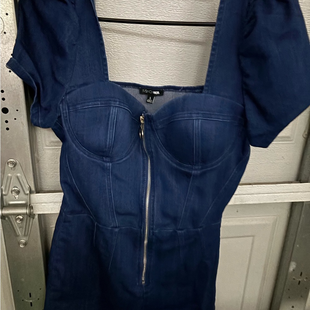 Fashion Nova Dark Blue Denim Romper